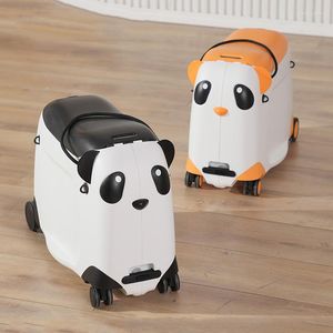 Valises mignon Panda valise enfants équitation dessin animé tirer tige boîte à bagages continuer cadeau voyage étui d'embarquement