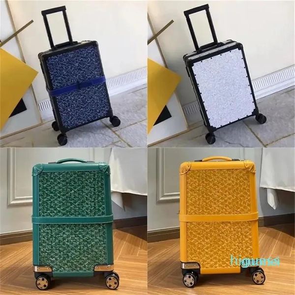 Maletas Diseñador Trolley Maleta Maleta Lona Cuero 360 grados Ruedas giratorias Mujeres Hombres Equipaje Viaje 20 pulgadas Rueda universal Duffe