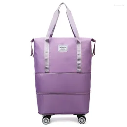 Valises extensibles, sac de voyage pliable avec poignée à roulettes, poche sèche et humide, bagages multifonctions à roulettes