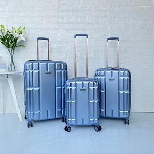 Valises mode bleu bagage roulant conception originale luxe valise de voyage sac anti-rayures chariot roues caisse d'embarquement