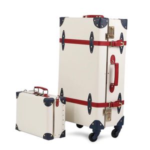 Cosses valises Fashion rétro Retro Handmade 2pcs / Ensemble de bagages roulants Trolley Trolley sur roues Men de personnalité Femmes