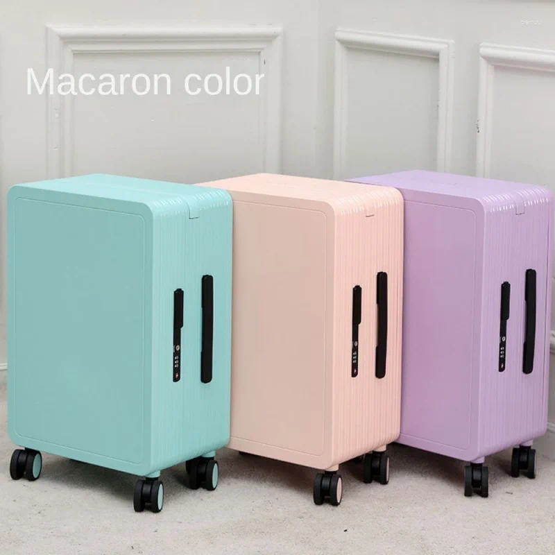 Suitcases Fashionable And Minimalist Macaron Color Matching Wide Handle Suitcase With Large Capacity Travel Box Luggage Password