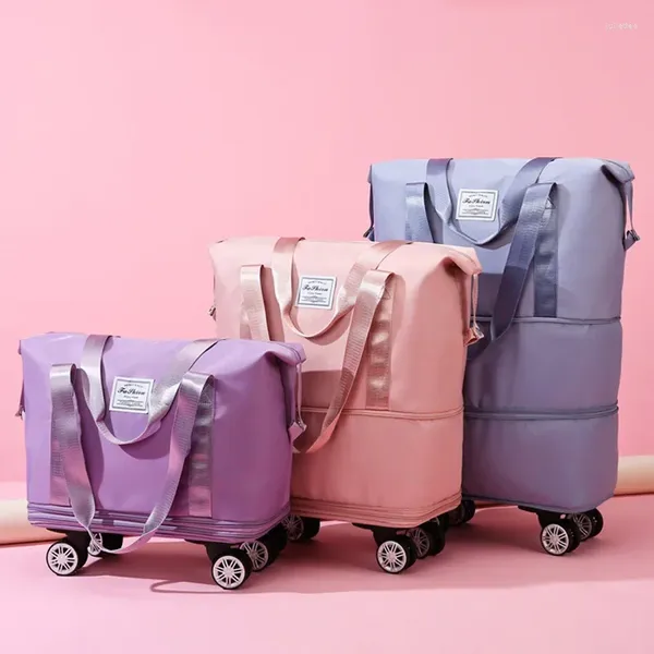 Sac de voyage pliables à valises avec roues Gandage de poche à bagages à roue multifonction humide à sec humide