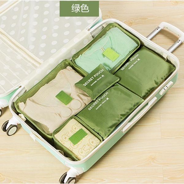 Valises Livraison gratuite Valise Emballage Cube Set Accessoires de voyage 6pcs / Bag Manager Rose Cosmétique