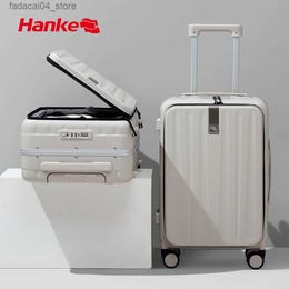 Maletas Hanke Diseño innovador 20 Maleta de mano 24 Equipaje de viaje Estético Marco de aluminio estrecho PC Hardside Spinner W Q240115