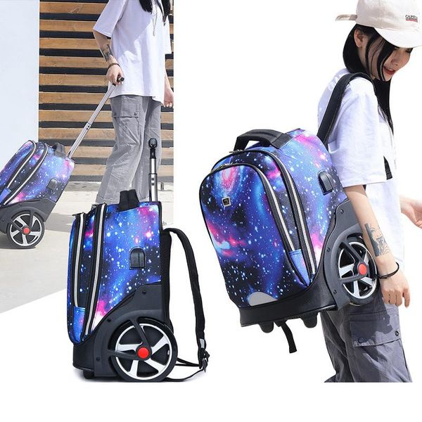 CARCATES SACKPACKS ÉCOLES HIGHTY CAPITY Travel des sacs à bagages roulants pour filles USB Charge Port Backpack sur roues Maleta Para