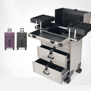 Valises Boîte à outils de tatouage de beauté haut de gamme Bagages Roue universelle spéciale Chariot multicouche résistant à l'usure Valise cosmétique pour Nail Art