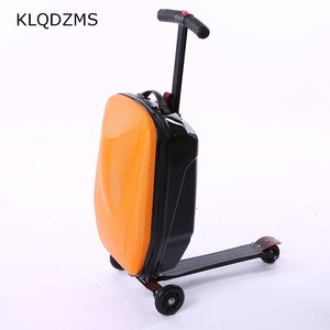 Maletas KLQDZMS 20 pulgadas con ruedas Scooter para niños Equipaje Estudiante Cool Maleta de gran capacidad Maleta con cremallera Mochila 221130