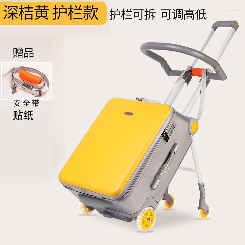 Suitcases Lazy Walking Baby Luggage Box Can Sit Ride Children Pull Rod Suitcase Travel Carry On Board Case
