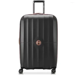 Koffers Afsluitbare Rolbagage Tropez Hardside Uitbreidbaar Met Spinnerwielen Zwart Geruit-Medium 24 Inch