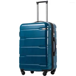 Les bagages de valises à bagages extensibles (seulement 28 ") Suitcase PC ABS Spinner INTÉRIEUR INTÉRIEUR TSA LOCK 20in 24 pouces 28 pouces de report (Bleu des Caraïbes. L (28 pouces).)