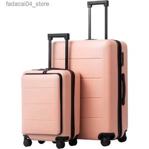 Valises Bagages Valise Piece Set Carry On ABS + PC Spinner Trolley avec poche Compartmnet Weekend Bag (Sakura rose 2 pièces Set) Q240115