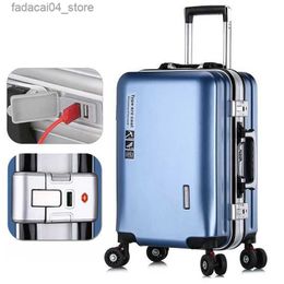 Koffers Bagage USB Opladen Aluminium Frame Kofferbak Koffer 20 Grote capaciteit 28 Universeel Wiel Lichtgewicht Wachtwoord Trolley Tas Q240115