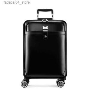 Koffers Heren Zakelijk Echt leer rolbagage trolley koffer universeel wiel Echt leer retro box 16/20 inch boarding case Q240115