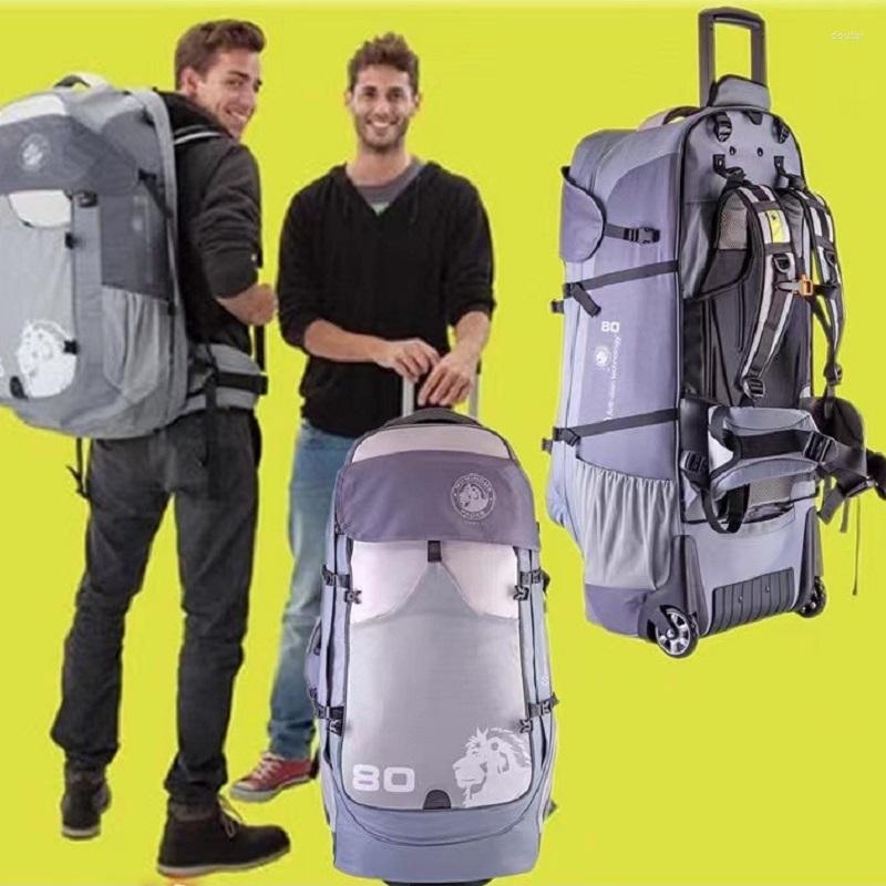 スーツケース男性ハイキングバックパック高容量のビジネス旅行バッグ屋外80Lパスワードロックスーツケースバックパック多機能荷物