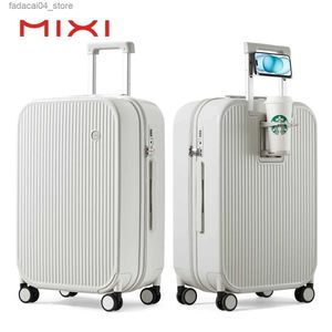 Valises Mixi 2024 nouveau design valise à main avec support pour téléphone tasse coque rigide bagage roulant PC Spinner roues boîtier de chariot Q240115