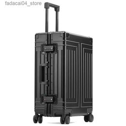 Valises Nouveau bagage de voyage en aluminium de qualité supérieure valise trolley d'affaires sac spinner embarquement bagage à roulettes 20/24/26/29 pouces Q240217