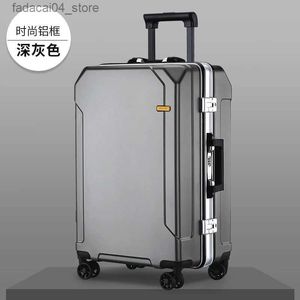 Koffers Nieuwe Reisbagage mode 20/24/28 inch pak aluminium frame trolley voor mannen en vrouwen kleine 20 inch cabine pak Q240115