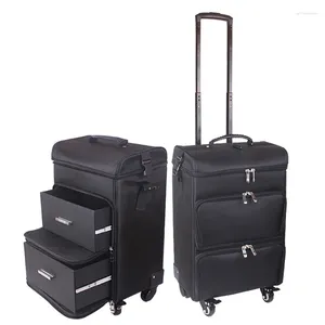 Maletas Oloey Trolley Cosmetic Case Rolling Luggage Bag on Wheels Ladies Nails Makeup Toolbox Tattoo Salons