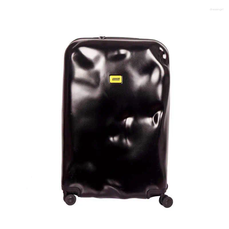 Bavullar PC 20/24/28inç İçbükey Kondak Kişilik Tramvay Kutusu Haddeleme Bagaj Bavul Sert Kabuk Büyük Kapasiteli Seyahat Çantası