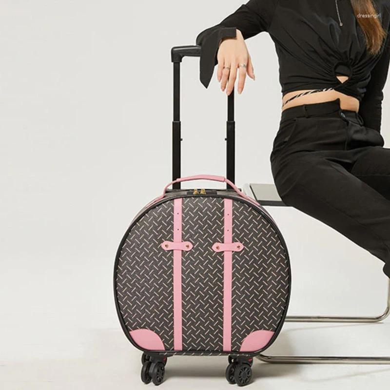 スーツケースパーソナリティラウンドスーツケース女性の大容量プルロッド荷物習慣ロック18/22インチ