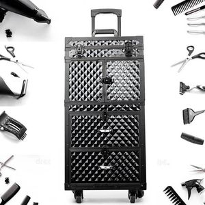 Valises chariot de coiffure professionnel bagages boîte à outils Salon de coiffure beauté maquillage grand tiroir de luxe cosmétique