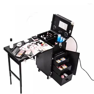 Koffers Professional Nail Table Rolling Case met licht Bluetooth draagbare tattoo kit trolley make -up artist cosmetic