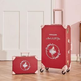 Valises rétro valise de voyage ensemble roue universelle rouge bagage à main bagage mot de passe valise à roulettes grande taille