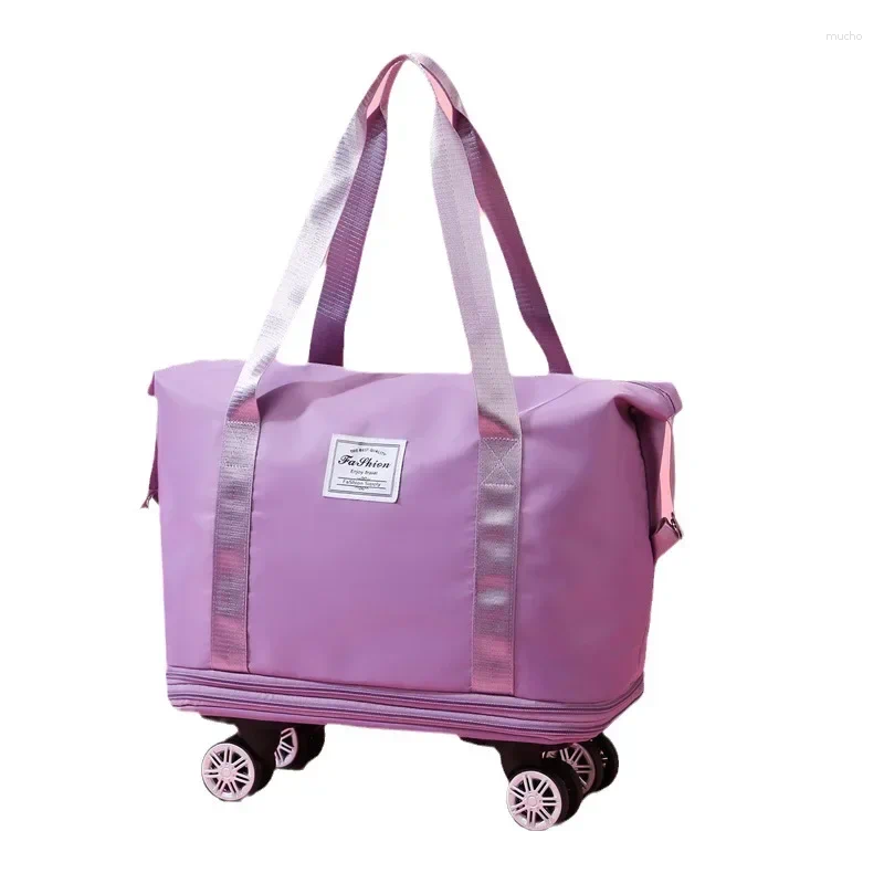 Resväskor rullande duffelpack fällbar resväska med hjul Hantera fickort torrt våt multifunktionshjulbagage