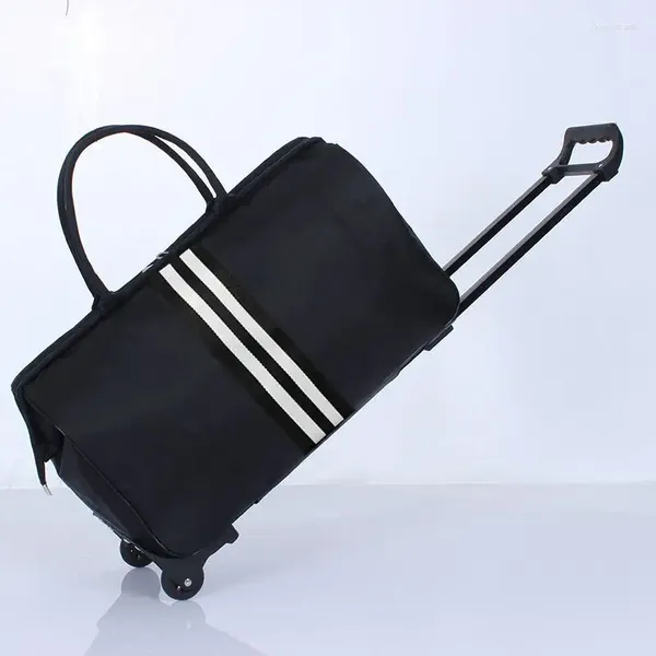 Valises rayées sac à main imperméable en Nylon Trolly pour voyager hommes sacs de voyage valise de cabine pliable avec roues XA225C