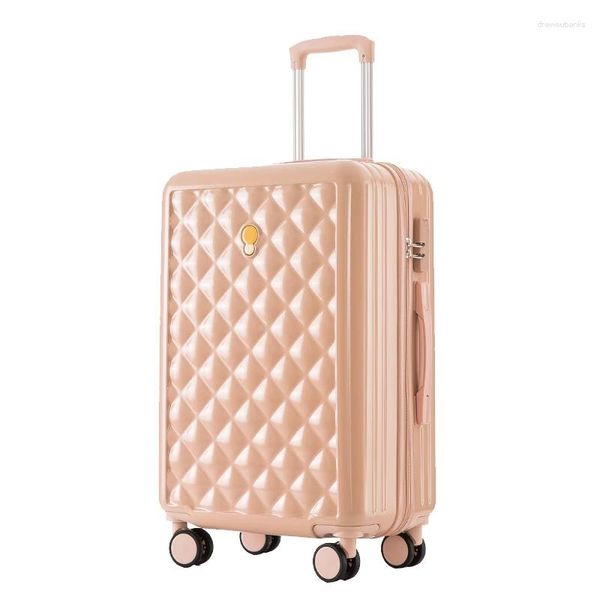 Maletas Estudiante Trolley Maleta Mujer 24 pulgadas Mute Rueda universal Equipaje de viaje Contraseña Fuerte y duradero Cuero pequeño