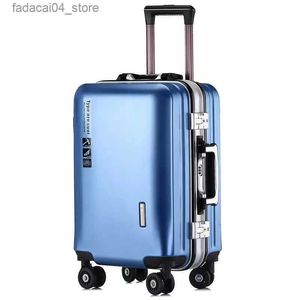 Valises Valise cadre en aluminium USB charge cabine sac de transport femmes valises voyage roulant homme mot de passe chariot bagages sac de voyage Q240115