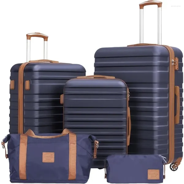 Sangas de valises SetCas Set à bagages en 3 pièces Carry on Hardside avec TSA Lock Spinner Wheels (Navy 5 Set)