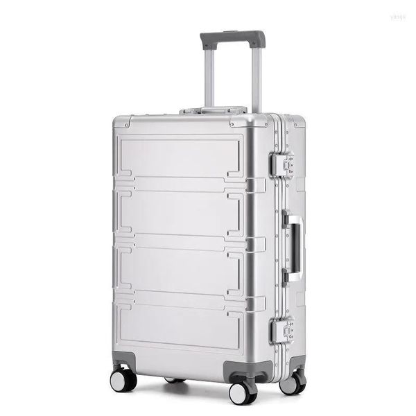 Maletas Maletas Todo Aluminio Equipaje de Viaje Carryon Male Student Trolley Traje Caja Metal Pull Rod Embarque Femenino