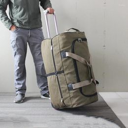 Maletas Bolsa de viaje con ruedas de gran capacidad para estudios internacionales en el extranjero Equipaje de larga distancia Maleta de lona ligera