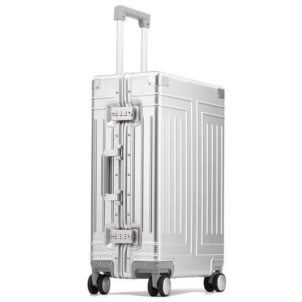 Maletas Maletas de viaje de aluminio de alta calidad Equipaje de negocios Trolley Maleta Bolsa Spinner Boarding Carry On Rolling 20 24 26 29 Inch312i