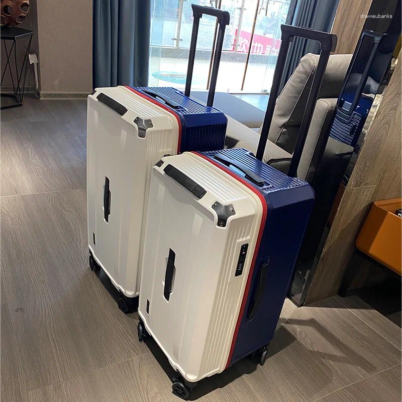 Koffer Reisegepäckbox Universalrad Passwort verdickte Zugstange hoher ästhetischer Wert karierte Ledertasche für Männer und Frauen