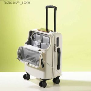 Valises Valise de voyage bagage à main avec roulettes cabine bagage roulant chariot sac à bagages hommes femmes affaires bagages légers Q240115