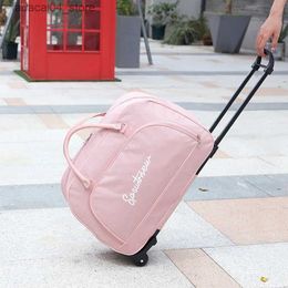 Valises Valise de voyage sac à roulettes avec roulettes sacs à bagages de grande capacité cabine de sport pliable femmes hommes bagages à main sacs à main Q240115