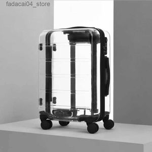 Valises voyage conte 20 22 24 26 pouces nouvelle marque valise transparente Spinner cabine bagages chariot sac sur roues Q240115