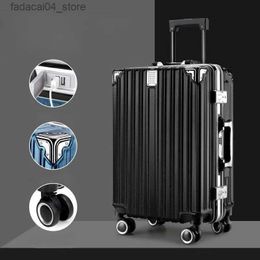 Valises Chariot Bagages 20 24 26 28 Cadre En Aluminium Valise À Roulettes USB Valise De Voyage Sur Roues Serrure À Combinaison Bagage À Main Q240115