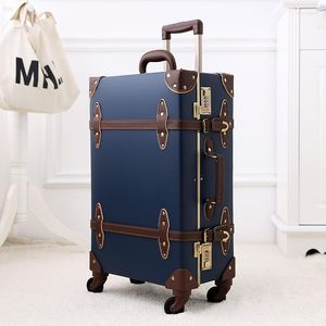 Valises Urecity Vintage Trolley Bagages Hardside Valise Avec Serrure À Combinaison Haute Qualité Voyage Tronc Muet Spinner Roue