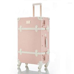 Valises Vintage en cuir sac à main pour femme sac de voyage ensemble de bagages PU ensembles roulants chariot à roues