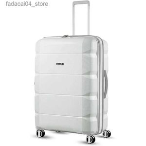 Valises blanches 28 pouces, bagages avec roulettes, valise légère en PP pour voyage extensible Q240115