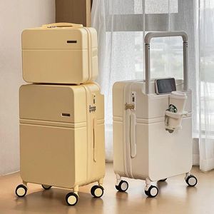 Valises Large Pull Rod Mother Box Bagages Sac de maquillage pour femme Rrolley 20 pouces Valise de voyage en cuir Mot de passe Set Maleta Cabina Grande taille