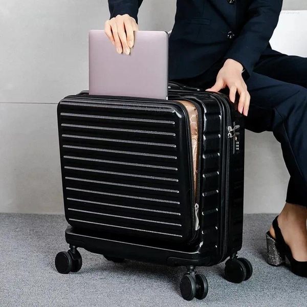 Valises femmes bagages roulants valise de voyage avec pochette d'ordinateur hommes Spinner roue chariot PC boîte 18 ''continuer
