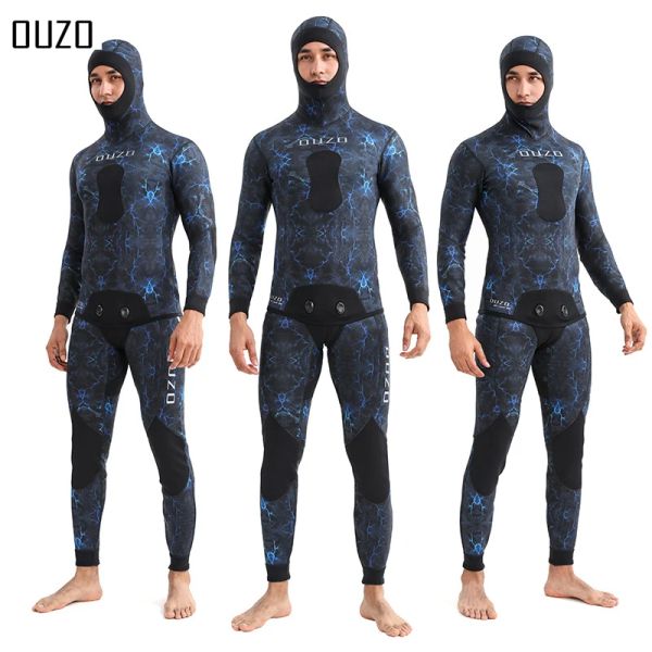 Costumes 1,5 mm Néoprène WetShip Men Spearfishing Diving Camouflage Camo Capuage Free Diving Cost Scuba Diving