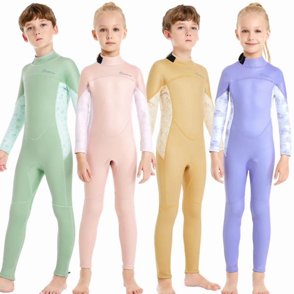 Costumes de la combinaison de wets 2/3 mm d'épaisseur pour filles garçons surf sur le costume de plongée en néoprène enfants