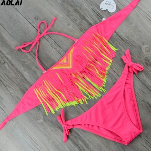 SUITS 2019 Tassel Bikini pour filles avec pads Bandeau Enfants Swimwear Kids Two Piece Swimsuit 816 ANS SUITS NATUIT