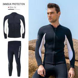 Costumes 2022 nouveau 2mm 3mm néoprène combinaison de plongée pour hommes maillot de bain chaud à manches longues pantalon vêtements de surf sous combinaison de plongée gratuite